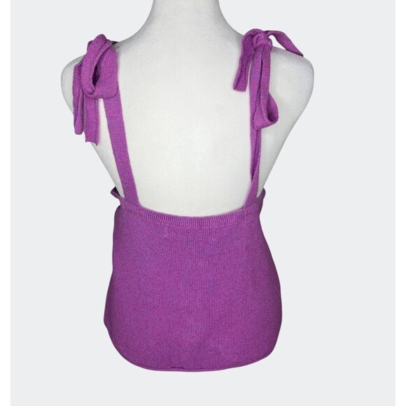 Free People Beach Lavender Cotton Knit Tie-Strap Tank Top V-Neck Small - Picture 10 of 16
